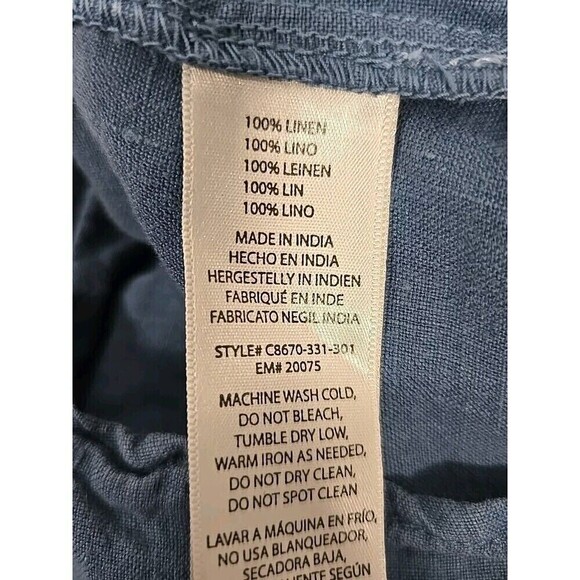 Anthropologie Cloth And Stone Linen Tie Front Mini Dress Pockets Blue Size XS - Picture 6 of 11